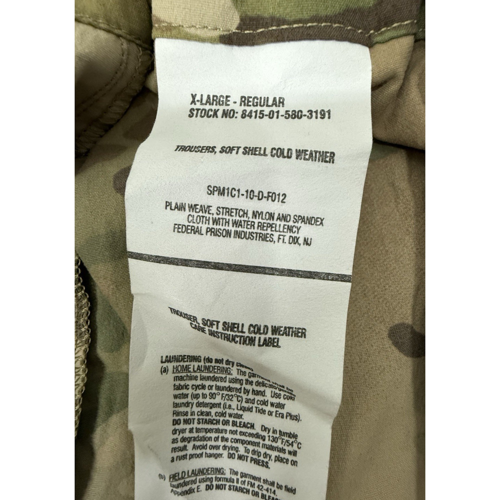 US Army ECWCS Gen III Level 5 Soft Shell Trousers OCP Cold Weather Pant XL-Reg - Picture 3 of 9